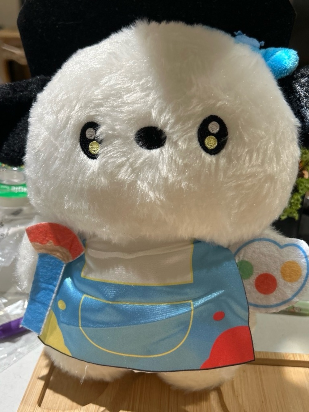 Plush Art Bear in White and Blue - Cute Kids Toy